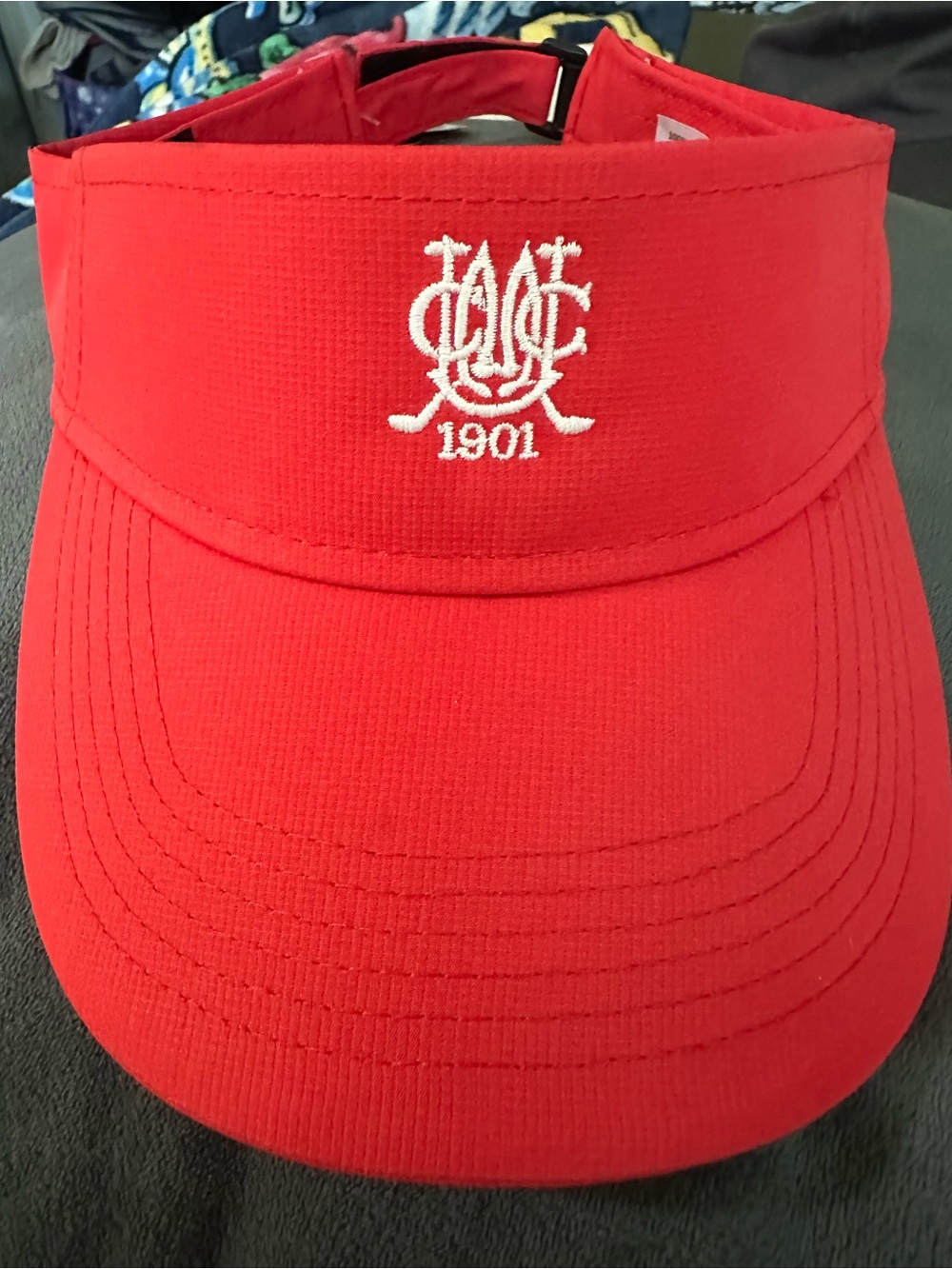 Red Embroidered Golf Visor - Forsgate 1901 Logo